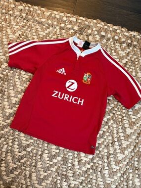 adidas youth Red Rugby Jersey with White Trim Medium